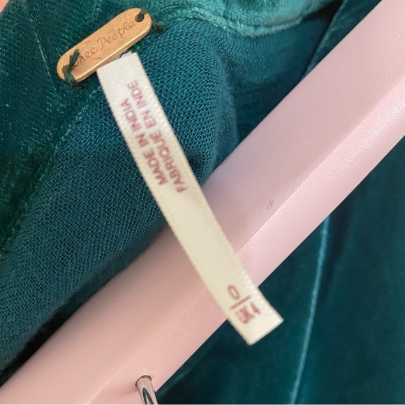 NWOT Free People Green Velvet Mini Skirt Rushed - Picture 4 of 4